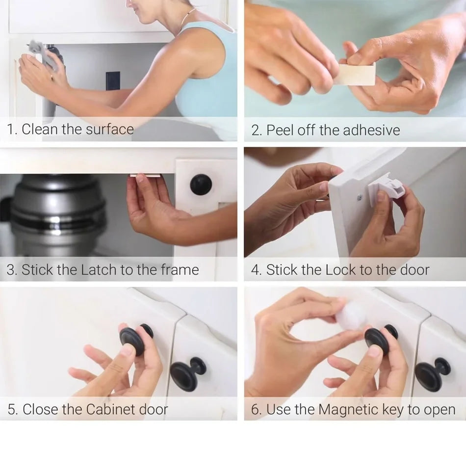 Magnetic Baby Proofing Locks Child Safety Latches For Drawers Cabinets Kids Protection Childproof Security Systems Home