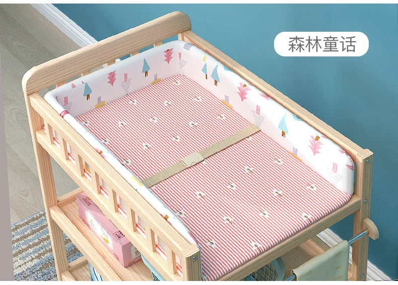 Diaper Changing Tables Solid Wood Baby Care Table Massage Bath Integrated Multifunctional Baby Bed Changing Table