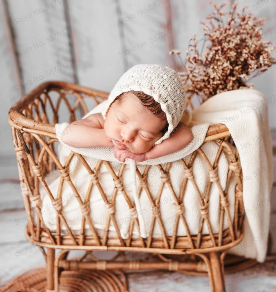 Woven Rattan Newborn Photography Basket