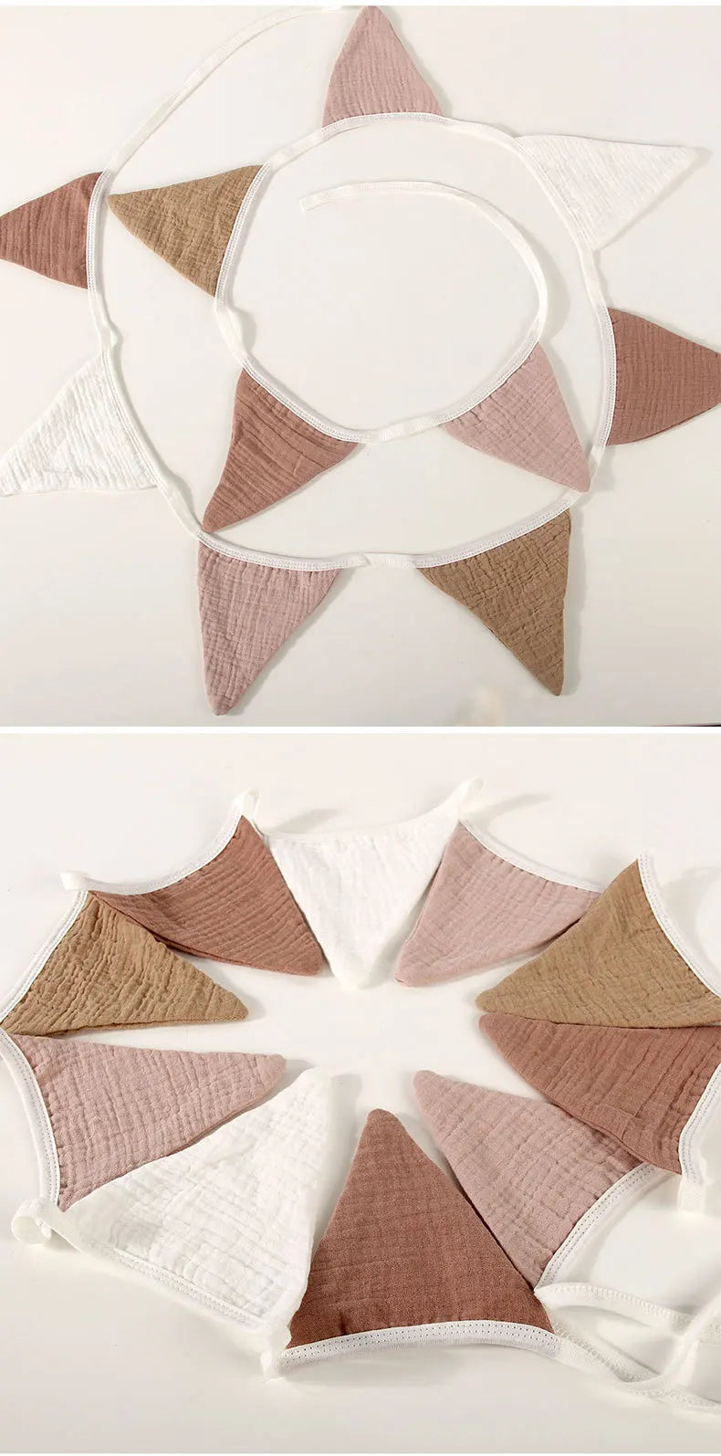 Pennant Banner Flags Nursery Bunting Banner Flags Washable Cotton Fabric Triangle Pennant Garlands for Living Room and Bedroom