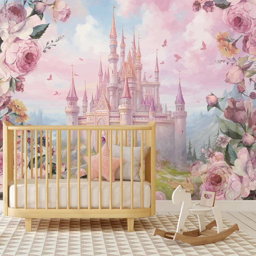 8+ Cartoon Nursery Flower Castle Walls Home Decor Self Adhesive Optional Photo Wallpaper for Bedroom Decoration Kids Baby Mural