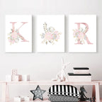 Baby Decoration Bedroom Child Posters Girl's Room Prints Nursery Pink Flower Wall Art Canvas Painting Pictures kids Room Decor