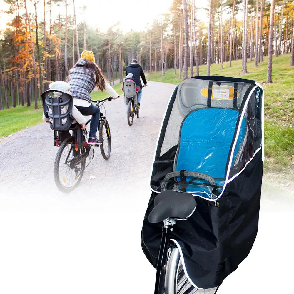 Bicycle Child Seat Canopy Cover Waterproof Bike Child Seat Rain Canopy Bicycle Rain Cover with Transparent Window Universal Pad
