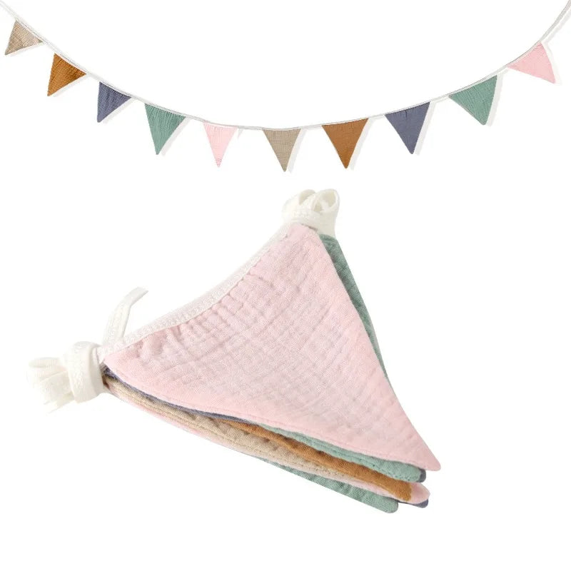 Pennant Banner Flags Nursery Bunting Banner Flags Washable Cotton Fabric Triangle Pennant Garlands for Living Room and Bedroom