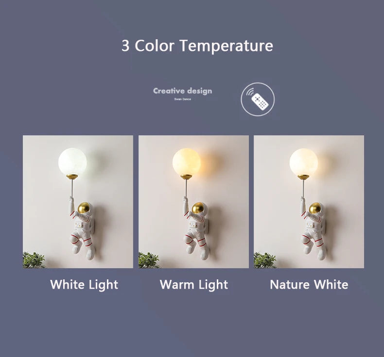 Nursery Room Children's Room Wall Light Resin Astronaut G9 Bulb Speaceman Boy Bedroom Bedside Night Lamps AC110V 220V