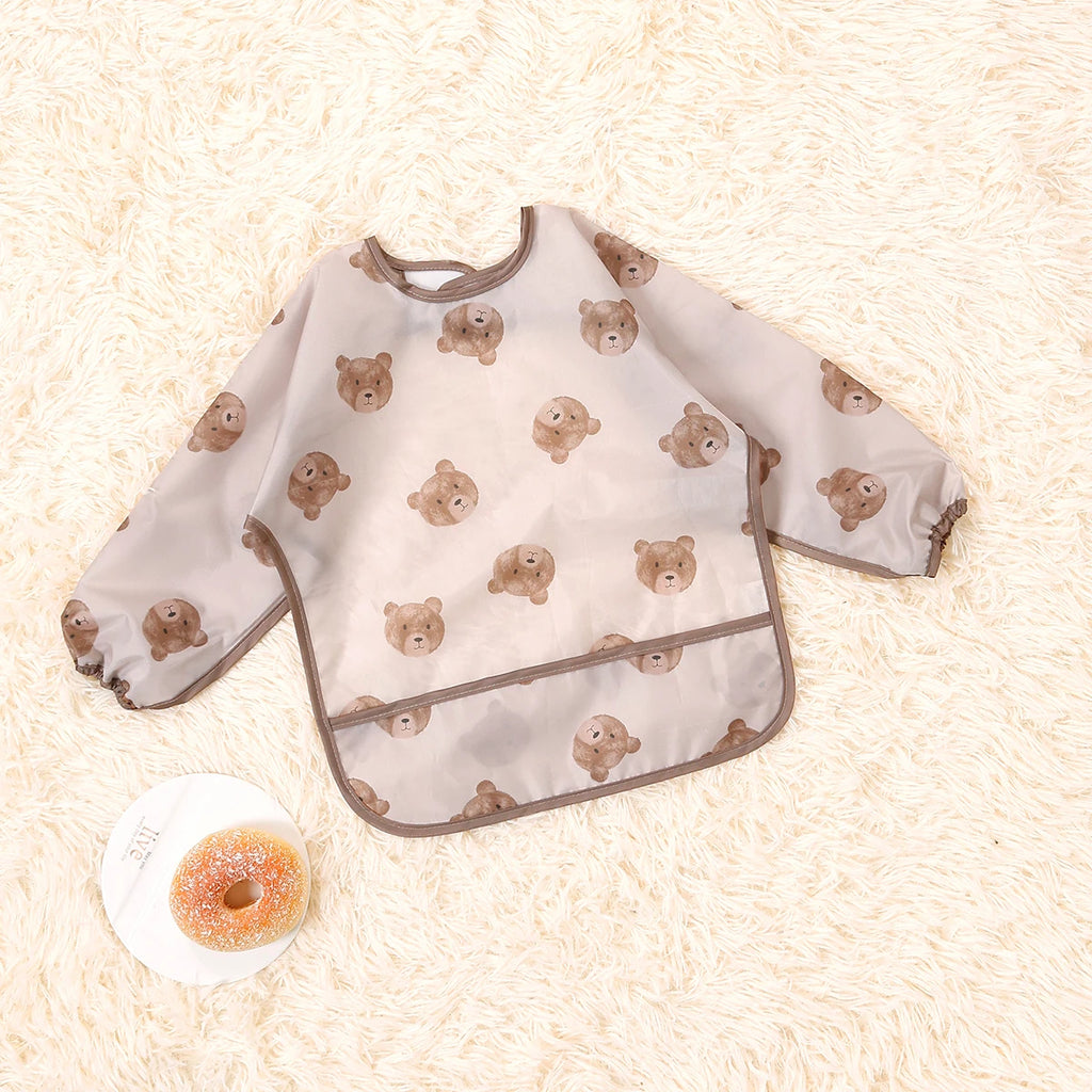 1 PC Waterproof Baby Feeding Bib  Boy Girl Painting Baby's Soft Waterproof Bib Child Meal Eating Apron with Long Sleeves