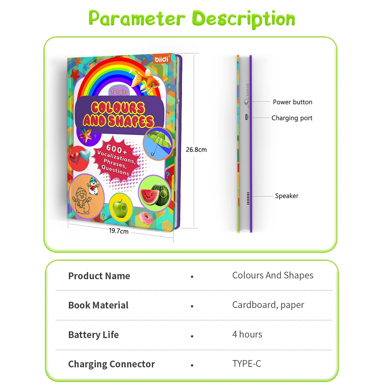 Colours&Shapes Early Educational Talking E-Book Montessori Interactive