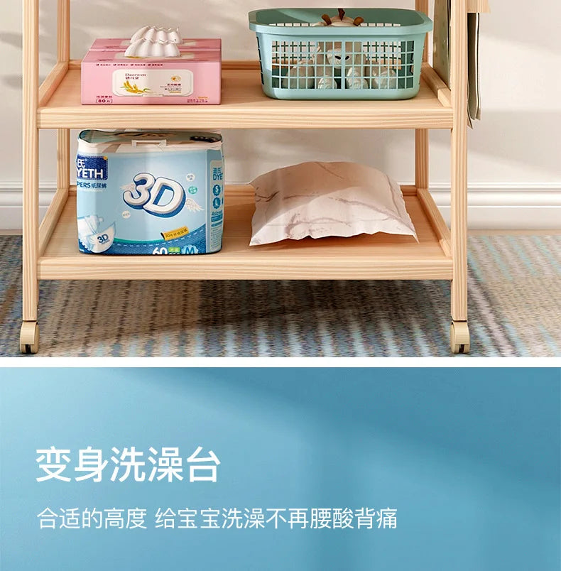 Diaper Changing Tables Solid Wood Baby Care Table Massage Bath Integrated Multifunctional Baby Bed Changing Table