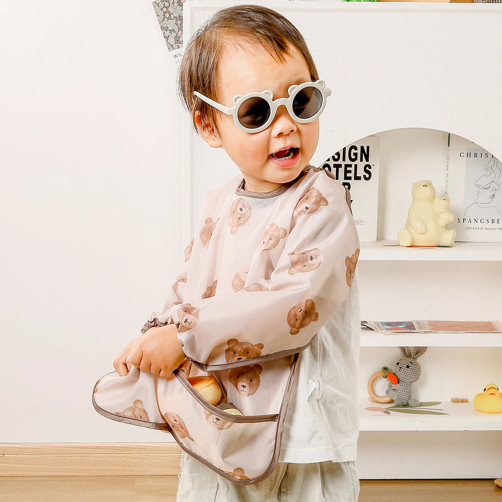 1 PC Waterproof Baby Feeding Bib  Boy Girl Painting Baby's Soft Waterproof Bib Child Meal Eating Apron with Long Sleeves