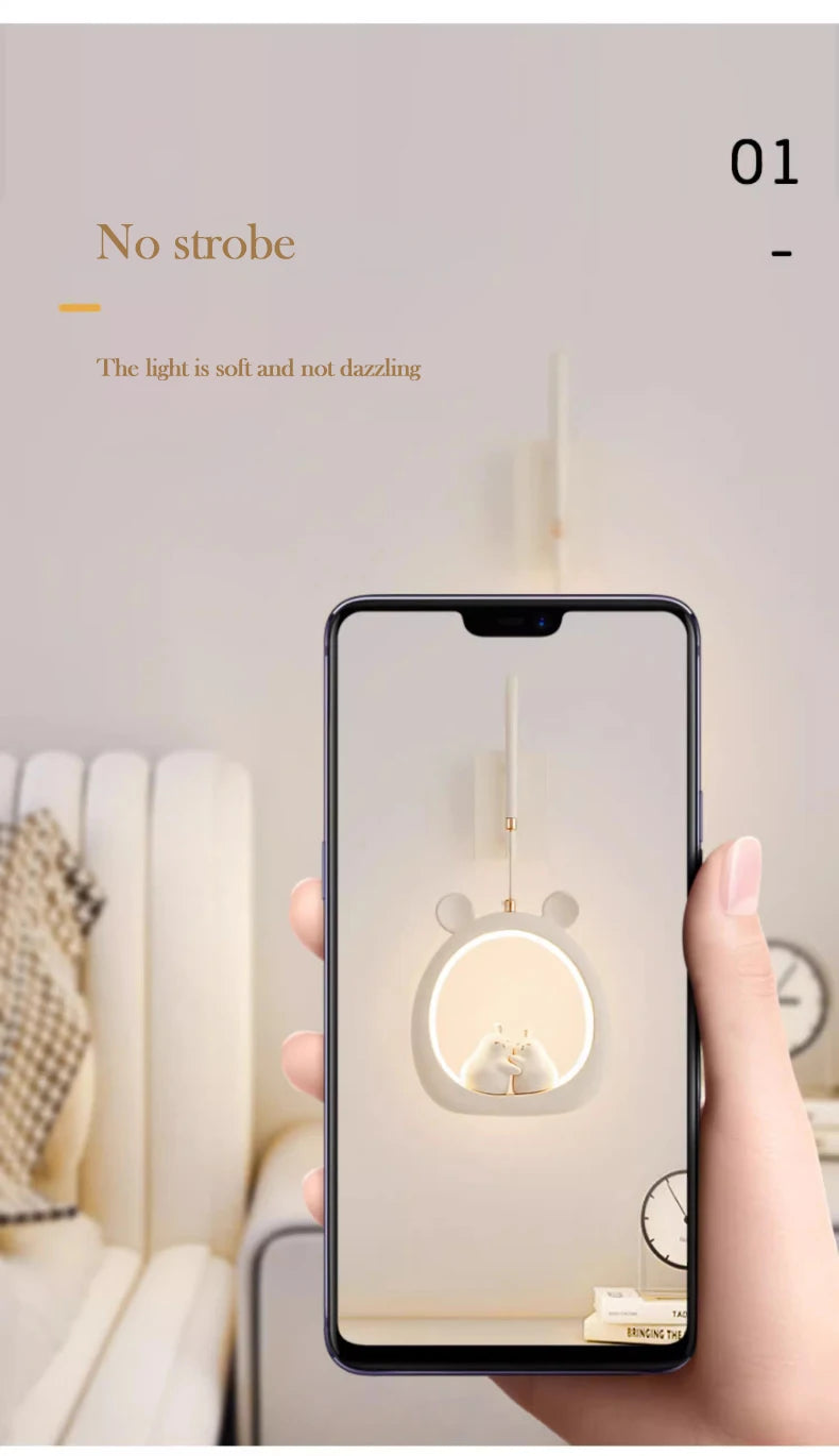 Cute Children's Room Girl Bedroom Wall Lamps Embrace Pear Lamp Creative Cream Style Princess Room Baby Room Bedside Wall Lights