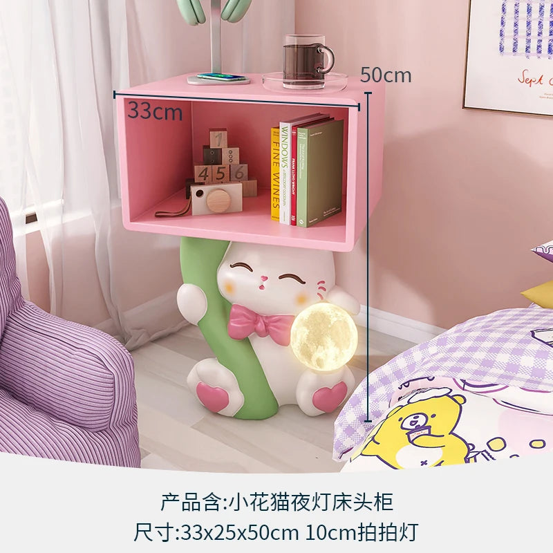 Home Furniture Cat Statue Living Room Side Table Floor Decor Children's Room Bedside Tables Resin Animal Sculpture Storage Rack