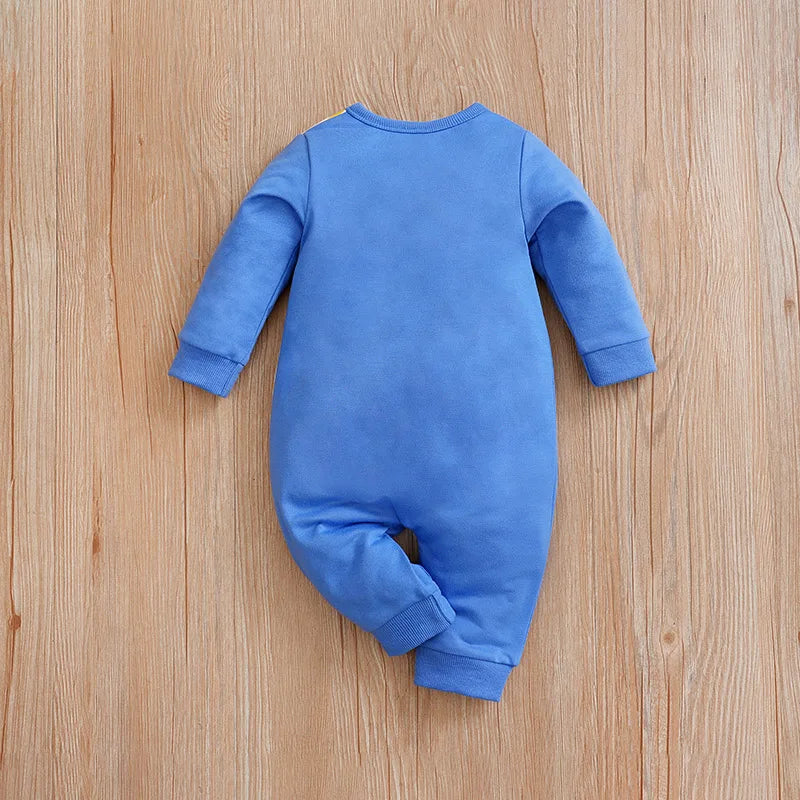 Blue Stripe Baby Boy Footie Romper