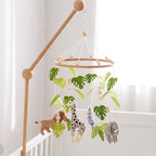 Wooden Baby Crib Mobile with Felt Animals