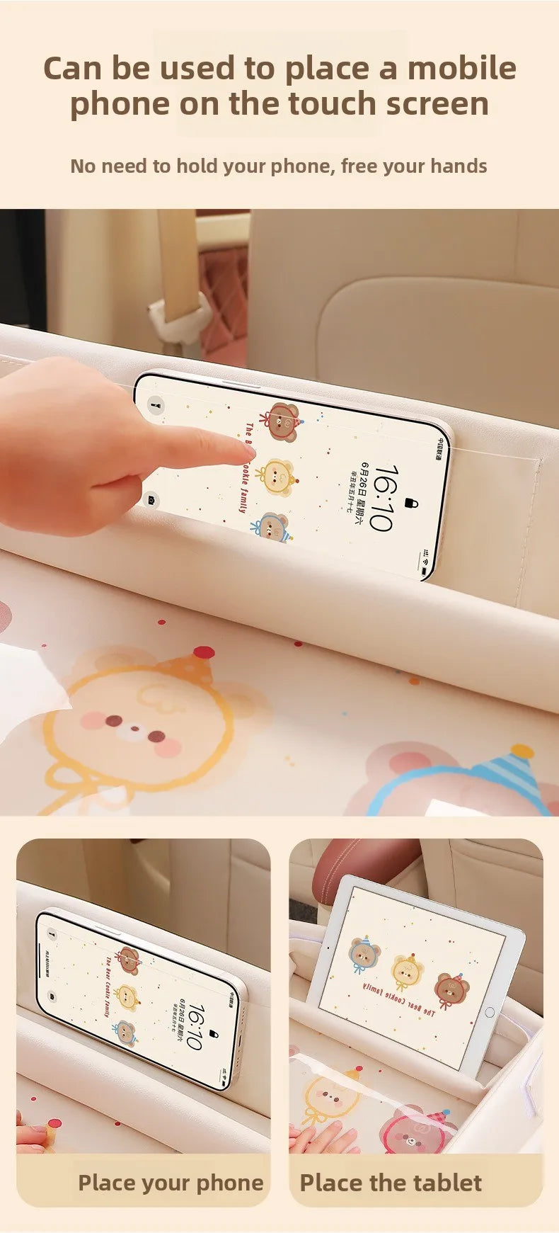 Baby Car Waterproof Storage Dining Table, Cartoon Kids Car Safety Seat Tray, Universal Small Table Board for Strollers