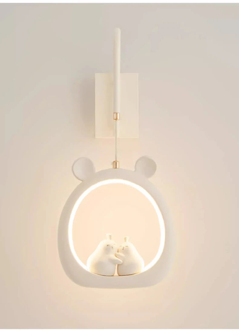 Cute Children's Room Girl Bedroom Wall Lamps Embrace Pear Lamp Creative Cream Style Princess Room Baby Room Bedside Wall Lights