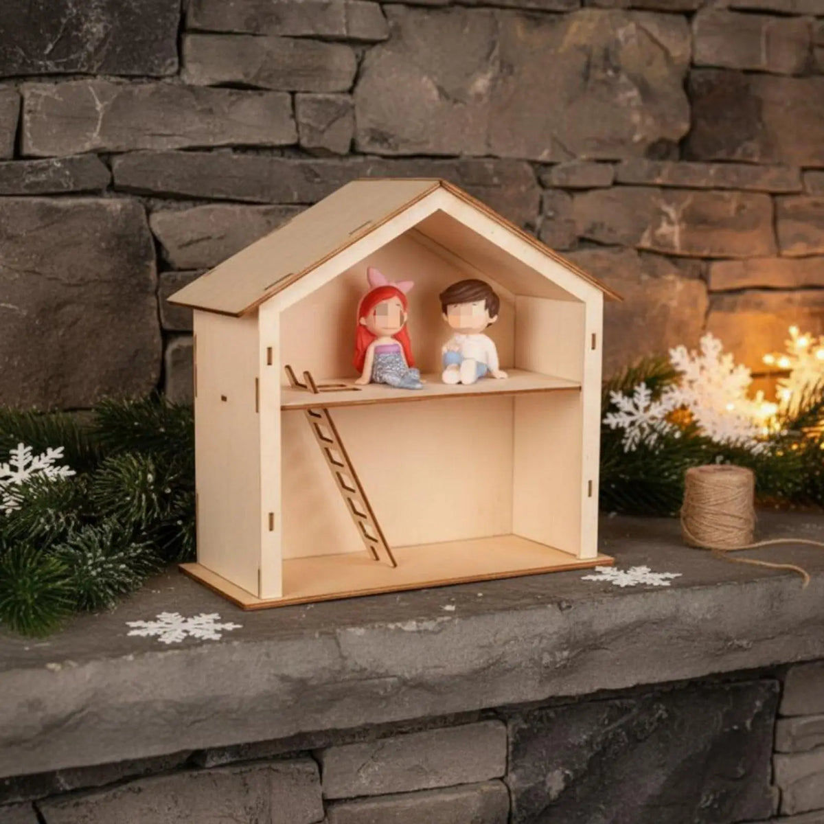 Wooden Children Assembly House Paintable DIY Small Cabin Decor Miniature Dollhouse Furniture for Kids