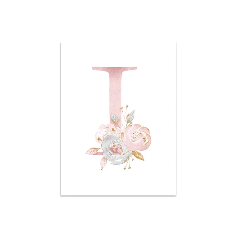 Baby Decoration Bedroom Child Posters Girl's Room Prints Nursery Pink Flower Wall Art Canvas Painting Pictures kids Room Decor