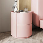 Home Living Room Sofa Side Cabinet, Creative Round Solid Wood Bedside Table, New Simple Modern Small Bedroom Storage Cabinet
