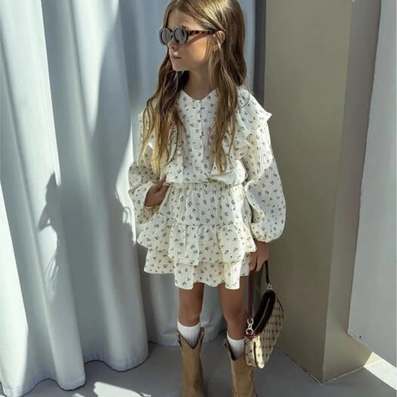 Floral Shirt & Layered Skirt Baby Girl Set