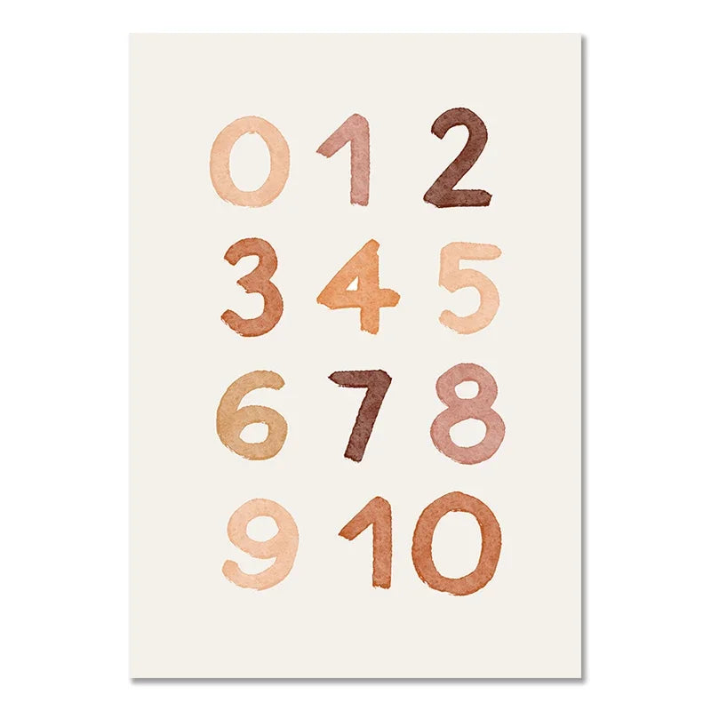 Nursery Wall Posters Sun Rainbow Canvas Painting Alphabet Print Number Poster Nordic Wall Art Pictures for Kids Room Decorati