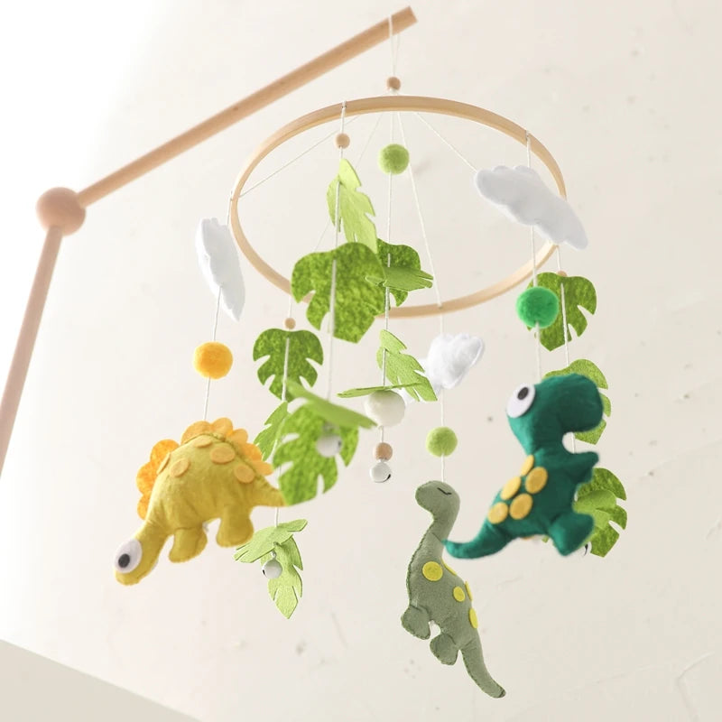 Wooden Rattles Toys Baby Crib Mobile Bed Bell Soft Felt Hot Balloon Newborn Music Bed Bell Hanging Toys Crib Bracket Baby Gifts