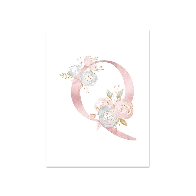 Baby Decoration Bedroom Child Posters Girl's Room Prints Nursery Pink Flower Wall Art Canvas Painting Pictures kids Room Decor