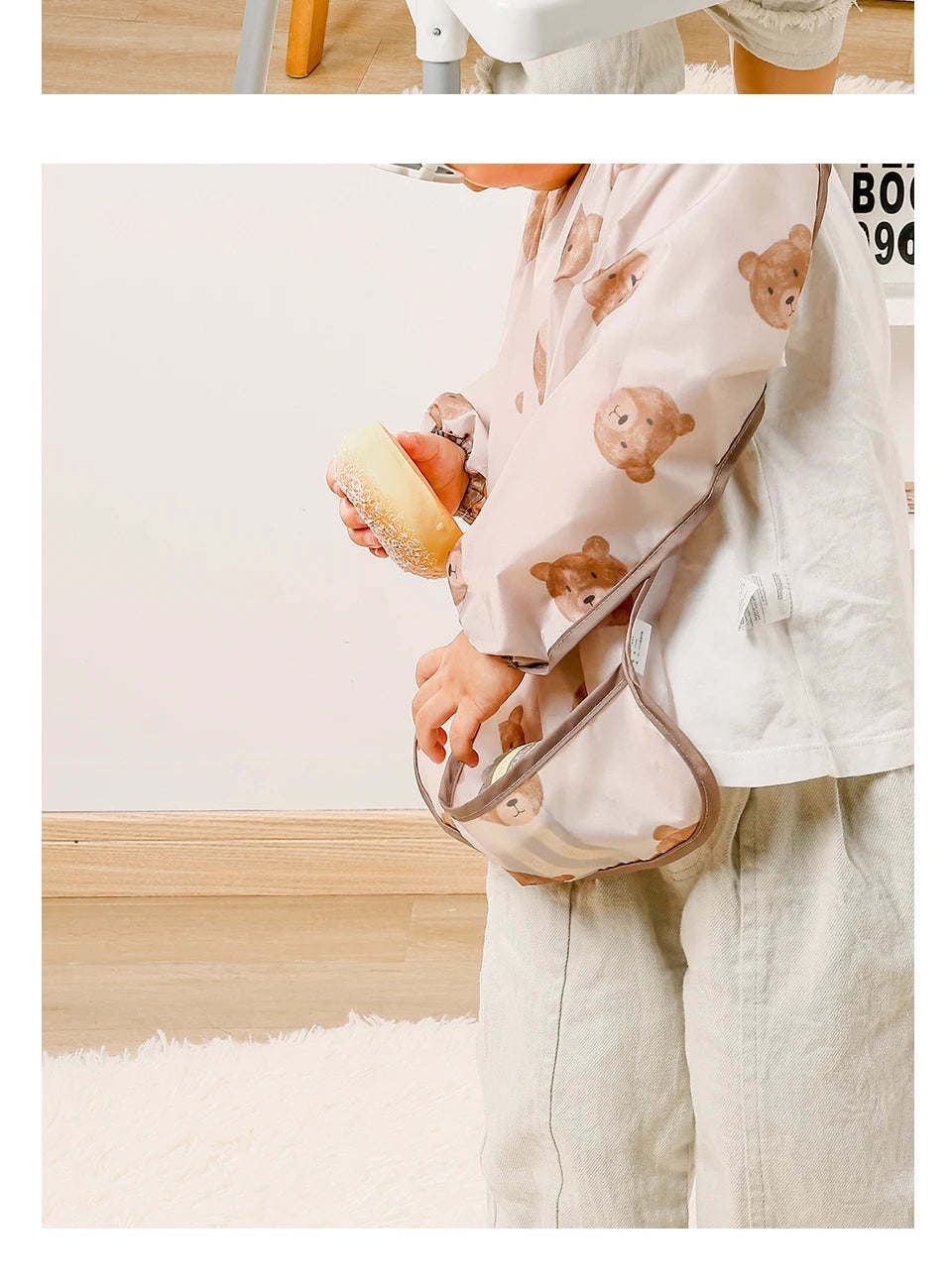 1 PC Waterproof Baby Feeding Bib  Boy Girl Painting Baby's Soft Waterproof Bib Child Meal Eating Apron with Long Sleeves