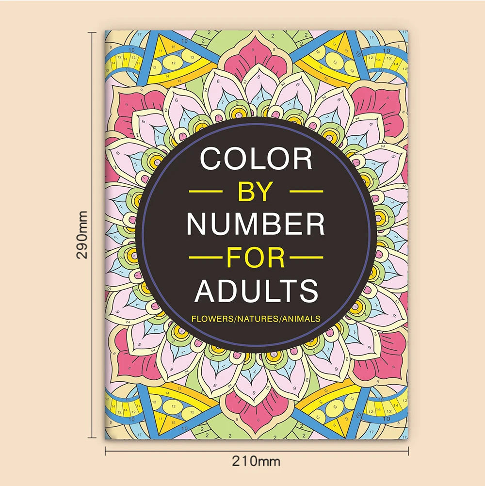 32 Themes Color by Number Book for Adults, Relax Coloring Book with Various Detailed Animal, Flower and Landscape Patterns