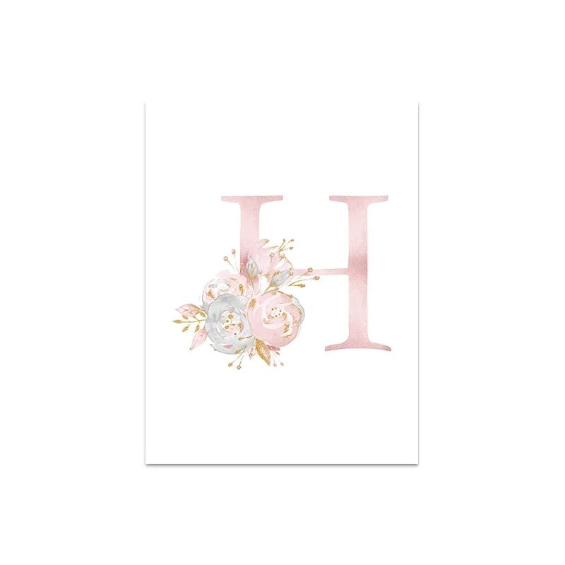 Baby Decoration Bedroom Child Posters Girl's Room Prints Nursery Pink Flower Wall Art Canvas Painting Pictures kids Room Decor
