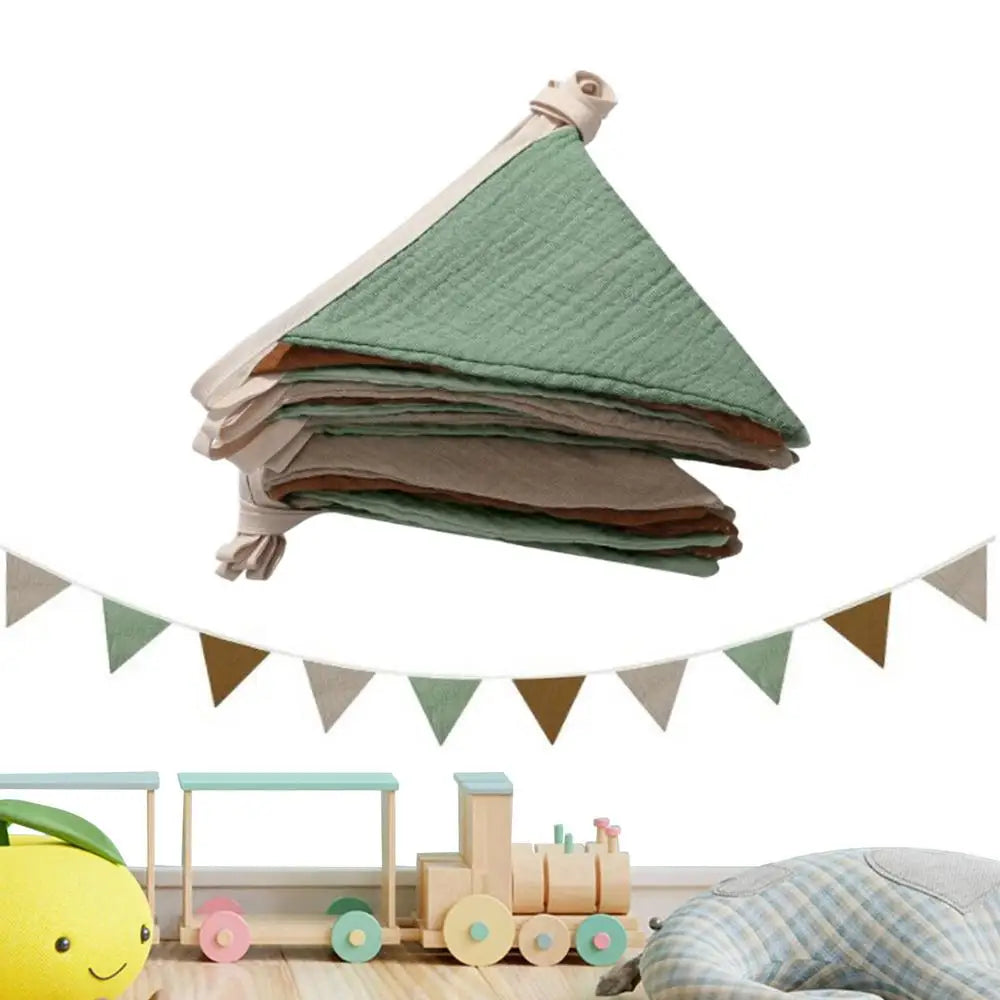 Pennant Banner Flags Nursery Bunting Banner Flags Washable Cotton Fabric Triangle Pennant Garlands for Living Room and Bedroom