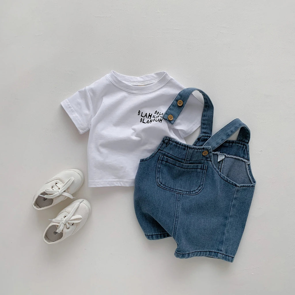 2-Piece Baby T-Shirt & Denim Jumpsuit Set