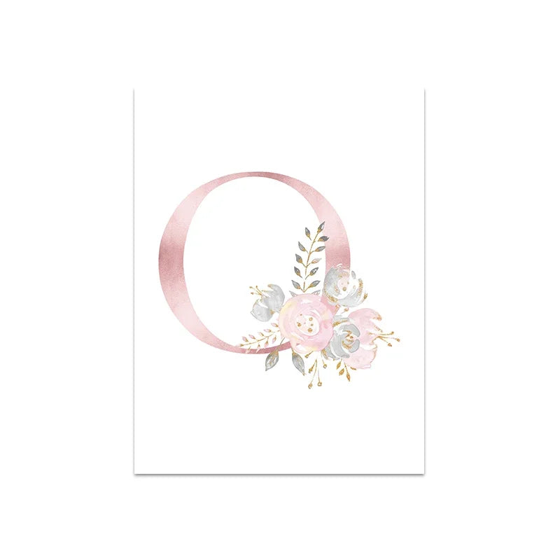 Baby Decoration Bedroom Child Posters Girl's Room Prints Nursery Pink Flower Wall Art Canvas Painting Pictures kids Room Decor
