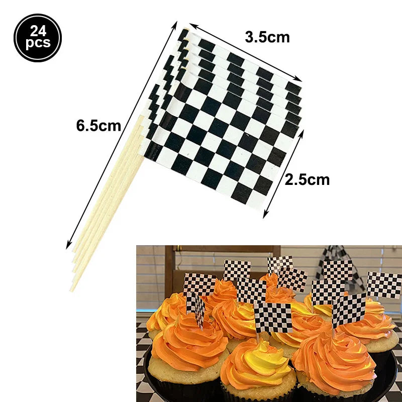 Racing Car Theme Disposable Tablecloth Red Black White Checkered Pattern Boys Kids Birthday Party Decoration Supplies Gifts ﻿
