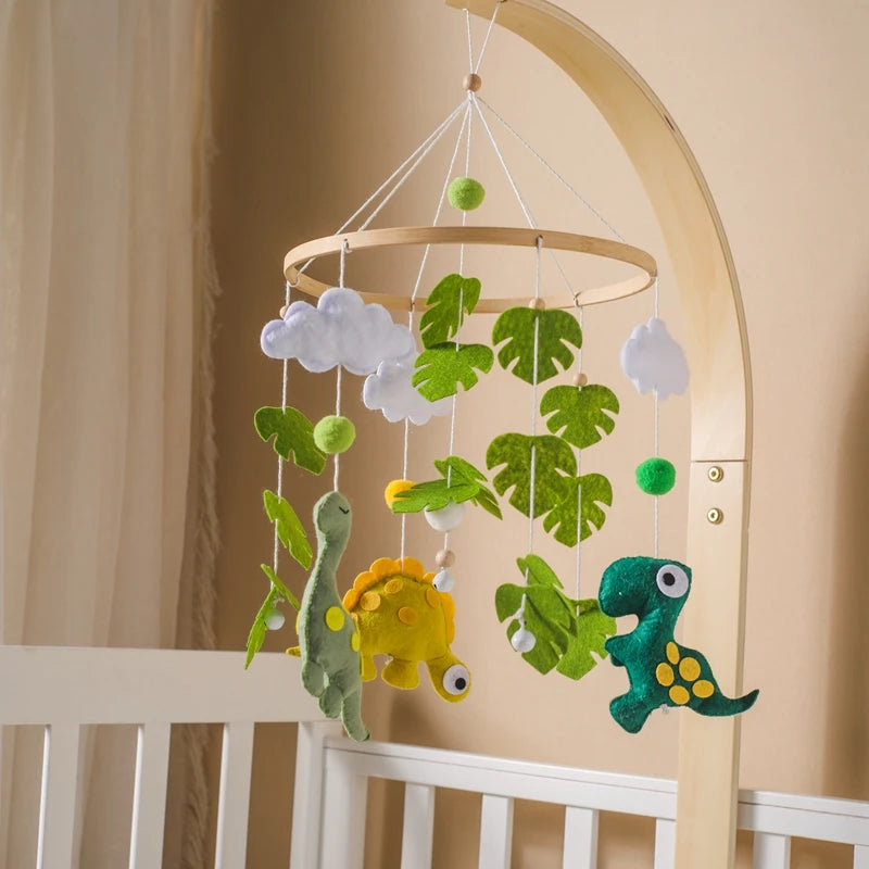 Wooden Rattles Toys Baby Crib Mobile Bed Bell Soft Felt Hot Balloon Newborn Music Bed Bell Hanging Toys Crib Bracket Baby Gifts