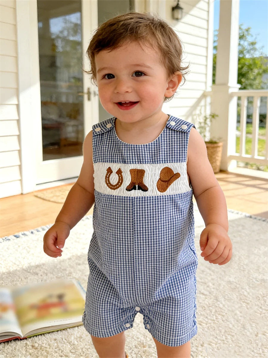 Baby Boy Embroidered Romper