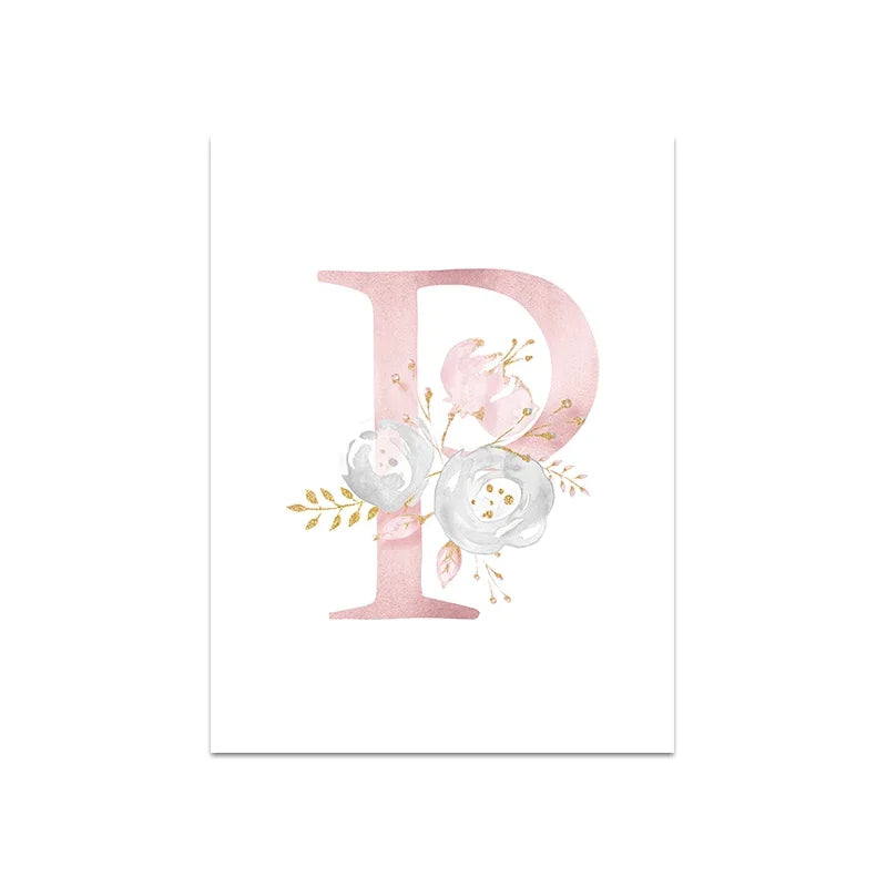 Baby Decoration Bedroom Child Posters Girl's Room Prints Nursery Pink Flower Wall Art Canvas Painting Pictures kids Room Decor