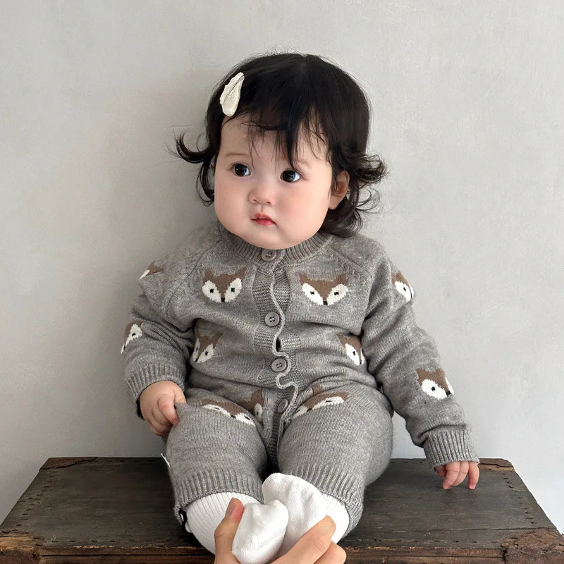 Cartoon Knit Baby Jumpsuit