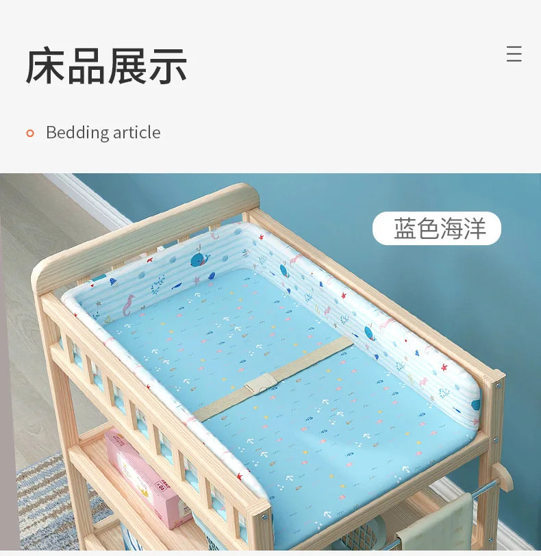 Diaper Changing Tables Solid Wood Baby Care Table Massage Bath Integrated Multifunctional Baby Bed Changing Table