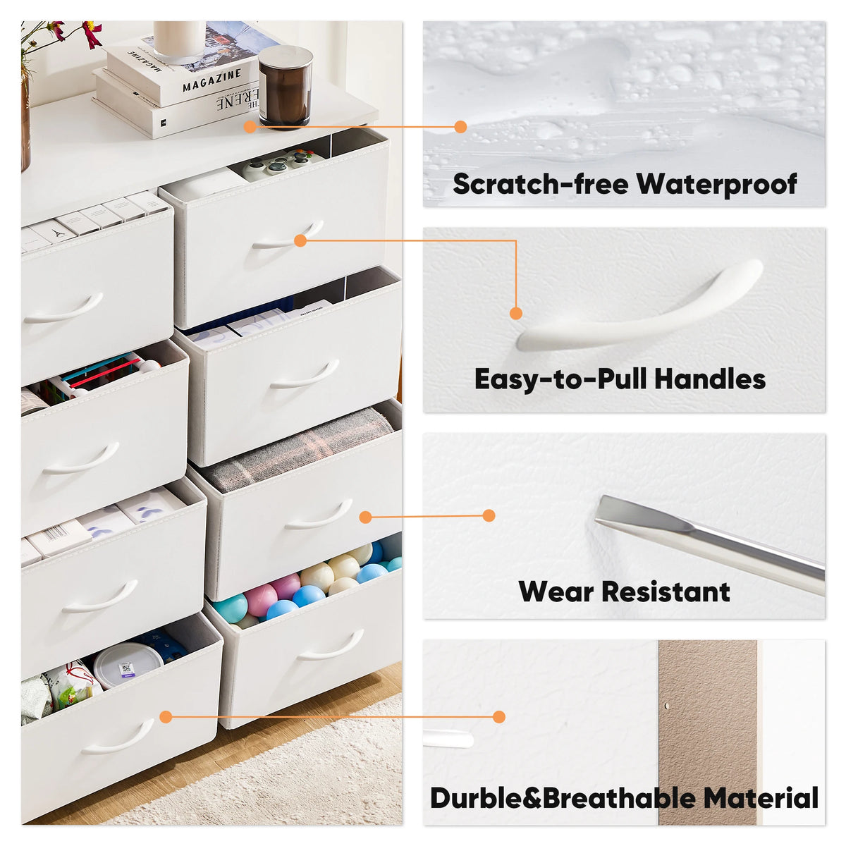 Children's Wardrobe For Bedroom With 8 Fabric Drawers