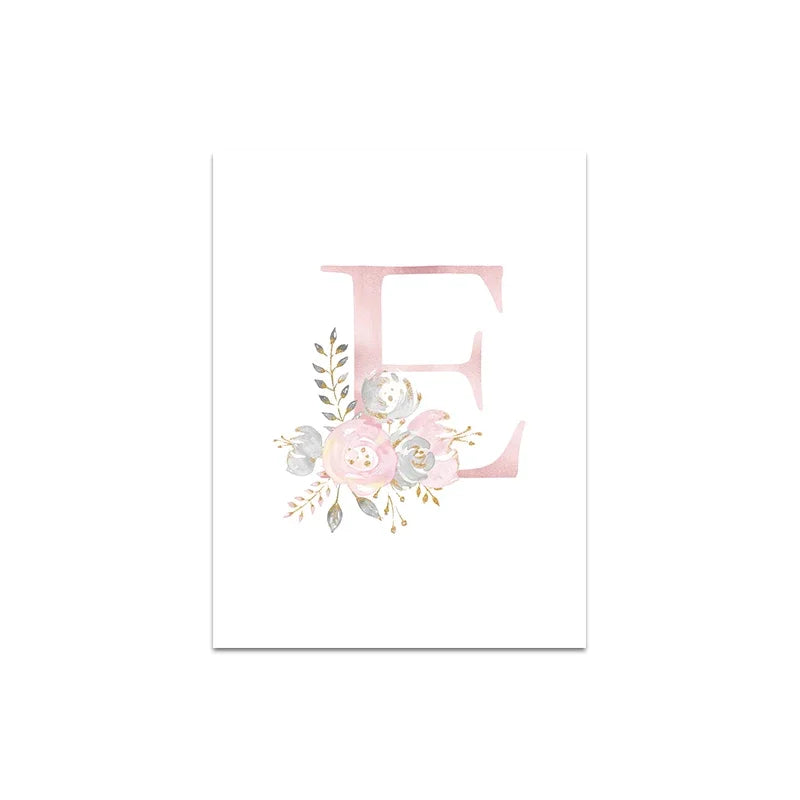 Baby Decoration Bedroom Child Posters Girl's Room Prints Nursery Pink Flower Wall Art Canvas Painting Pictures kids Room Decor