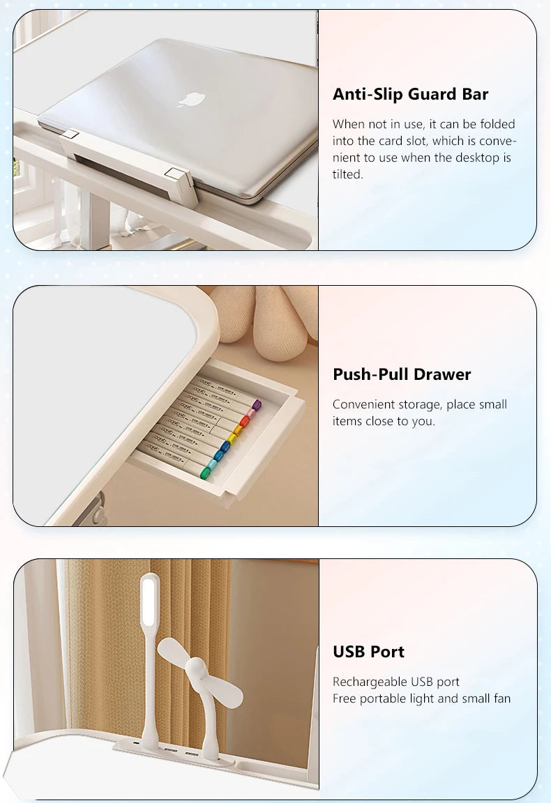 Laptop Desk Foldable Bed Table Adjustable Computer Desk Office Desk Children's Study Desk Bedroom Living Room Desk Adjustable