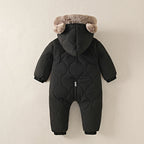 Boys New Born baby Clothes Autumn Winter Fleece-Lined Hooded Romper Pants Perfect for Outdoor Toddler Girl Little Girls Clothing