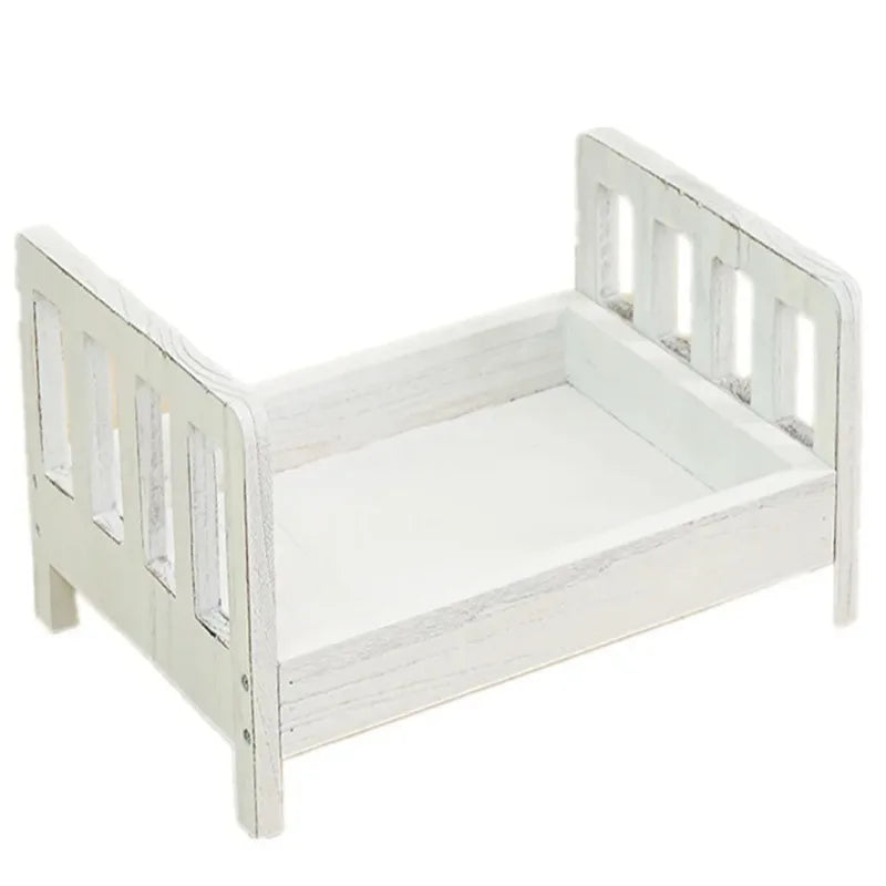 Newborn Infant Photography Props Retro Wood Bed Baby Poses Growth Memorial Detachable Background Sofa For Boys Shooting Props
