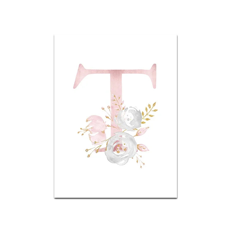 Baby Decoration Bedroom Child Posters Girl's Room Prints Nursery Pink Flower Wall Art Canvas Painting Pictures kids Room Decor
