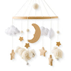 Wooden Rattles Toys Baby Crib Mobile Bed Bell Soft Felt Hot Balloon Newborn Music Bed Bell Hanging Toys Crib Bracket Baby Gifts