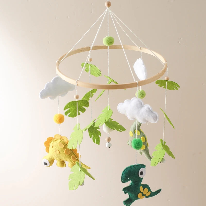Wooden Rattles Toys Baby Crib Mobile Bed Bell Soft Felt Hot Balloon Newborn Music Bed Bell Hanging Toys Crib Bracket Baby Gifts
