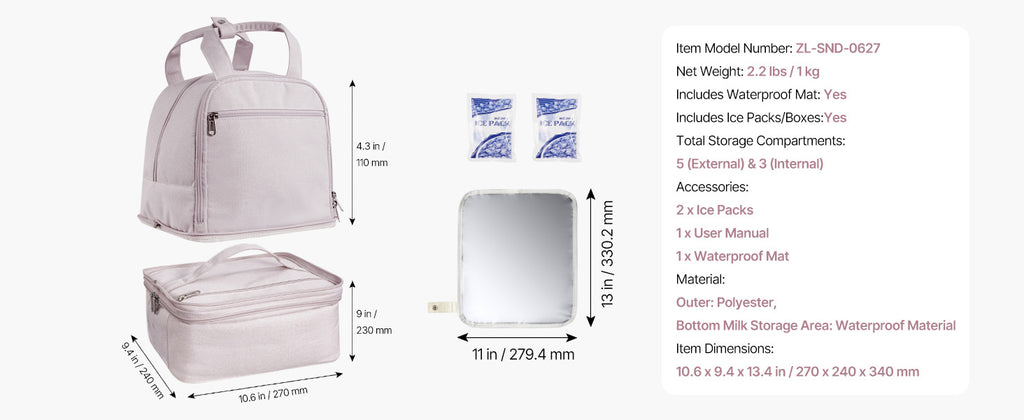 Breast Pump Backpack with Ice Pack