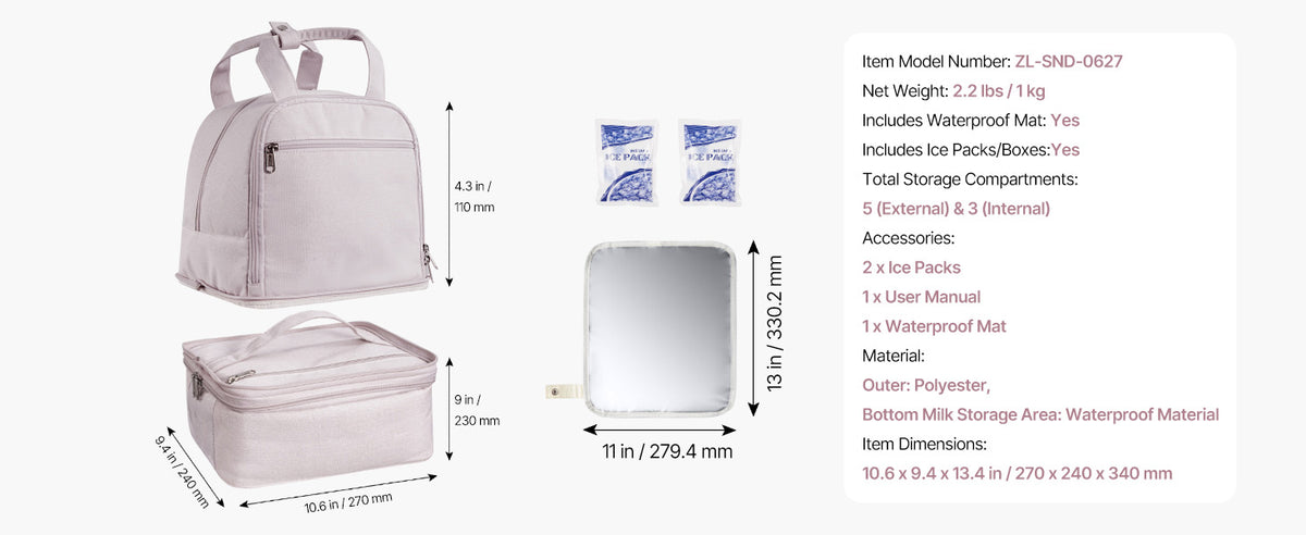 Breast Pump Backpack with Ice Pack